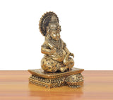 Brass Kuber figurine (6 in), side/back angle with detailed crown and seated pose