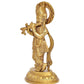 Brass Lord Krishna Idol Figurine Sculpture Playing Flute Statue, for Home Decor Mandir Pooja Decorative Showpiece, (Height 8 Inch)