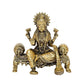 Brass Lakshmi Idol Laxmi Goddess Lakshmi Sitting Statue in Blessing Position for The Puja Temple at Home in Brass (Height: 4 Inch)