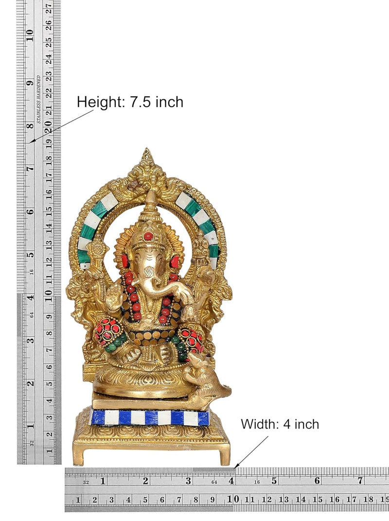 Brass Laxmi Ganesh Statue - Handcrafted Goddess Lakshmi and Lord Ganesha Idol for Home Decor and Pooja - Hindu Deities Figurine (Height 5.5 Inch)