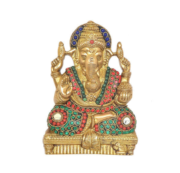 Brass Ganesha Wall Hanging (Height:7 Inch) Entryway Setting