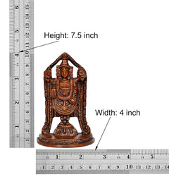 Idol statue size chart: Height 7.5 in, width 4 in; multicolour bronze figurine