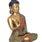 Brass Dhyan Mudra Buddha Statue - Handcrafted Spiritual Decor for Home Decor and Office Decor - Meditating Buddha Idol (Height 12.5 Inch)