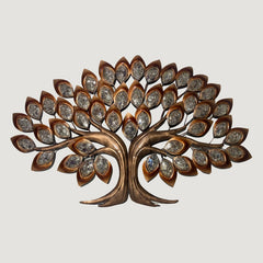 Wall-mounted iron tree wall art with crystal-look leaves and curved branches