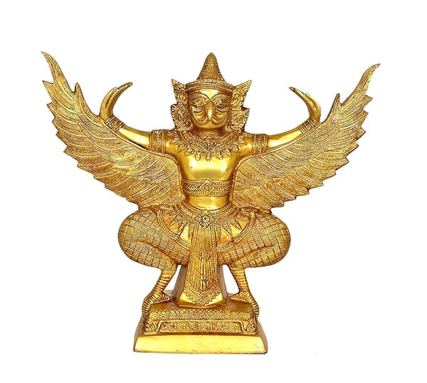 Brass Garuda Statue Idol for Home Decor Golden Color | Height : 12 Inches