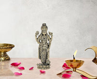 Lord Vishnu brass idol statue for mandir, 4 inch height, standing with raised hands
