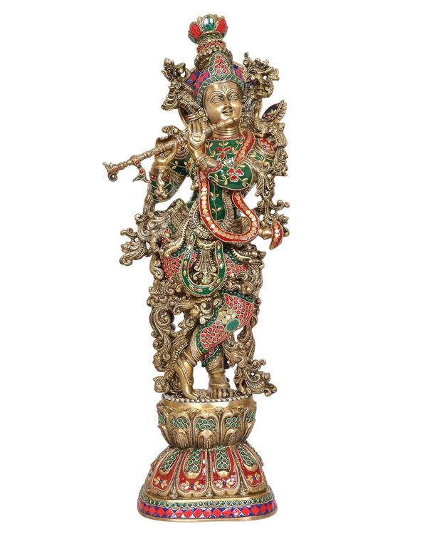 Brass Krishna Sculpture (Height 29 inch) Entryway Setting