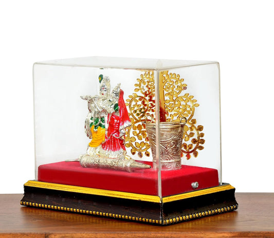 Radha Krishna Decorated Box with Balti Pichkari for Holi Celebration (Width 5 Inch)