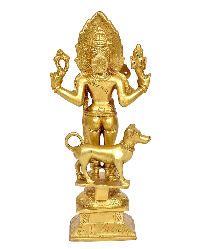 Brass Lord Shree Kal Bhairav Idol Pooja Shri Kaal Batuk Bhairava Puja Home Decor Bhirav Statue (Height 11.5 Inch)