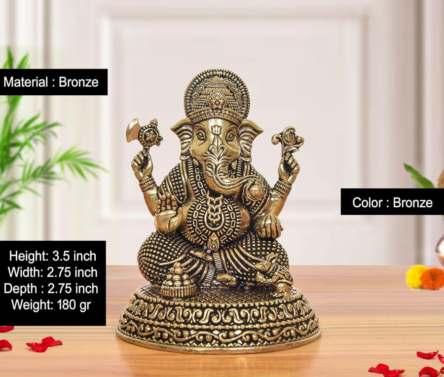 Superfine Brass Ganesh Statue (Height 3.5 Inch) Craft Detail