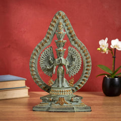 Brass Eleven-Headed Avalokiteshvara Statue – Thousand-Armed Bodhisattva of Compassion, Buddhist Idol for Home, Office & Meditation Décor (Height: 12 Inches)