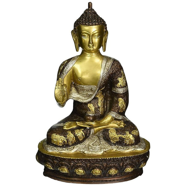 Brass Lord Buddha Statue in Abhaya Mudra (Height: 13 inches)
