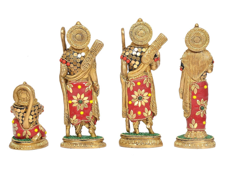 Brass Ram Darbar with Sita Lakshman Hanuman Statue (Height: 6.5 Inch)