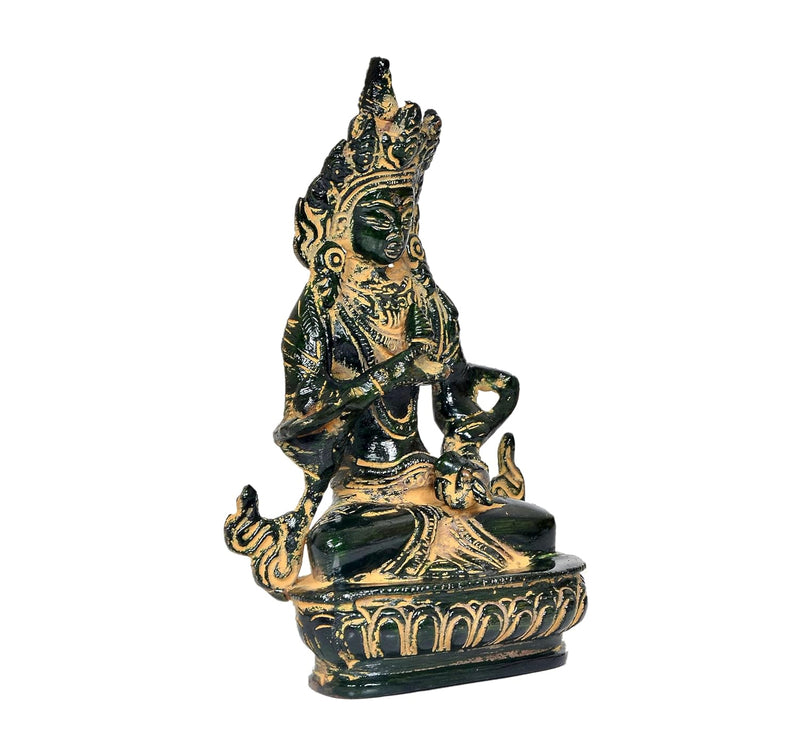 Brass Tara Devi Statue Handcrafted Hindu Goddess Idol for Home Decor and Pooja Mandir (Height 5.5 Inch)