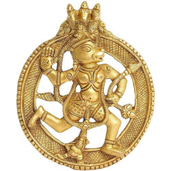 Brass Hanuman Plate, Height 5 inch, Width 4 inch, Weight 330 gm, Gold