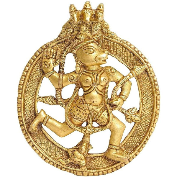 Brass Hanuman Plate, Height 5 inch, Width 4 inch, Weight 330 gm, Gold