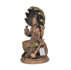 Resin Lord Vishnu with Goddess Lakshmi Seated on Sheshnag | Decorative Hindu Idol for Home, Mandir & Pooja Room Décor (Height: 4 Inches)