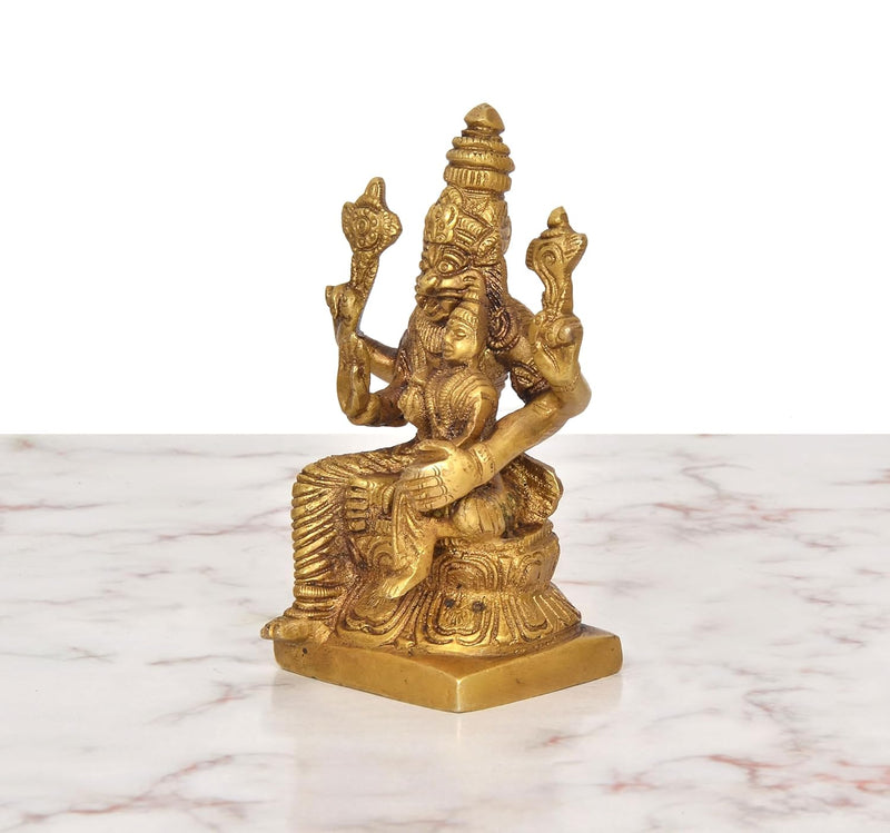 Brass Lakshmi-Narasimha Idol (Height 5.5 Inch)