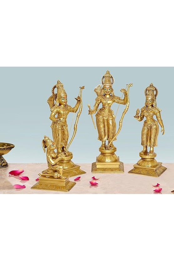 Brass Ram Darbar Murti for Temple (Height: 18 inches)