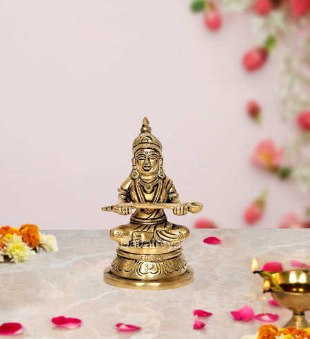 Brass Maa Annapurneshwari Murti (Height: 4.5 Inches)