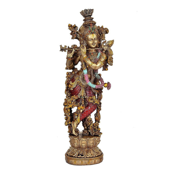 Resin Krishna Playing Flute Showpiece (Height 14 inch) Entryway Setting