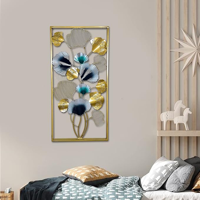 Iron Iris Flower Frame Wall Decor (Height: 40 Inches)