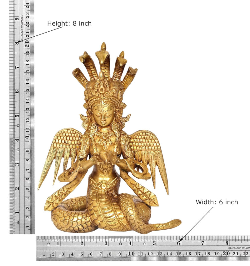 Brass Naga Kanya Statue Brass Idol Statues for Home Decor and Ofice (Height: 8 inch)