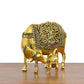 Bronze Cow with Calf for Pooja Mandir Home Templ Decor and Car Dashboard (Height 3 Inch)