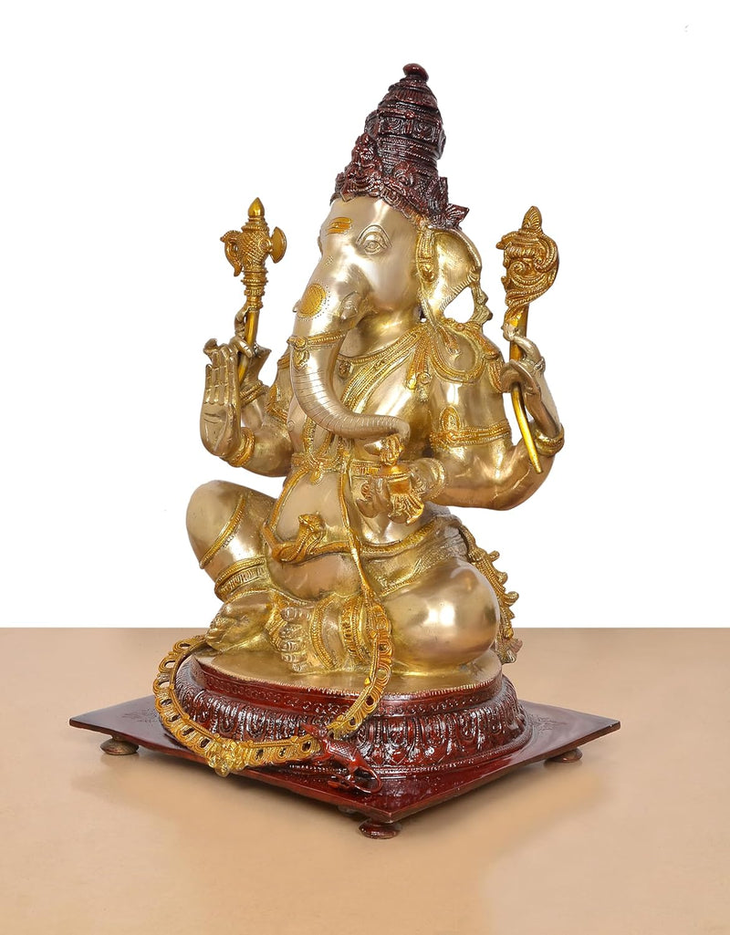 Brass Handcrafted Ganpati Bappa Murti (Height 20 Inch)