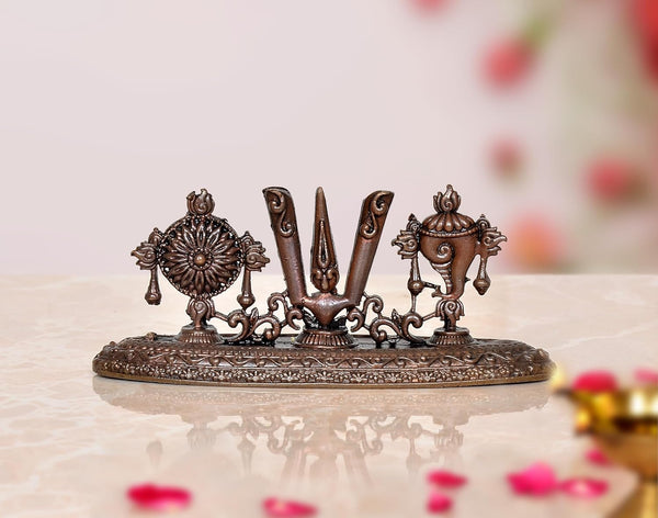Copper Namam Sangu Chakra Prefect for Home Temple (Height: 2 Inch)
