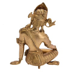 Premium Brass Idol of Lord Indra Dev – Traditional Hindu Deity Statue (Height: 9.5 Inches)