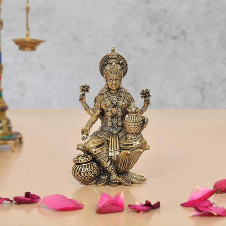 Superfine Brass Goddess Lakshmi Idol (Height: 4 Inch)