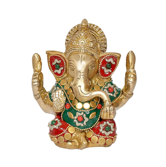 Ganesha Ganesh Ganpati Statue Idol Murti for Home Decor (Height : 4.5 inch) (Multicolor 4)