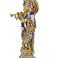 Brass Lord Krishna Idol Figurine Sculpture Playing Flute Statue Decorative Showpiece, (Height 19 Inch)