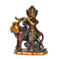 Brass Lord Krishna with Cow Idol Figurine Sculpture Playing Flute Statue Decorative Showpiece, (Height 5.5 Inch)