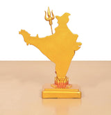 Mother India resin idol, multicolor, back view showing silhouette and trident on base