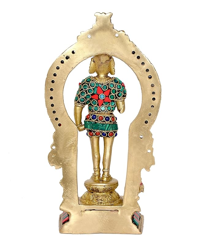 Brass Standing Lord Kartikeya Murugan Murti Decorative Showpiece Brass Idol Height 10 Inch