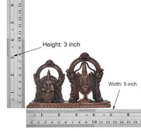 Copper Tirupati Balaji idol set measurements: height 3 inch, width 5 inch