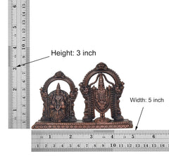 Copper Tirupati Balaji idol set measurements: height 3 inch, width 5 inch