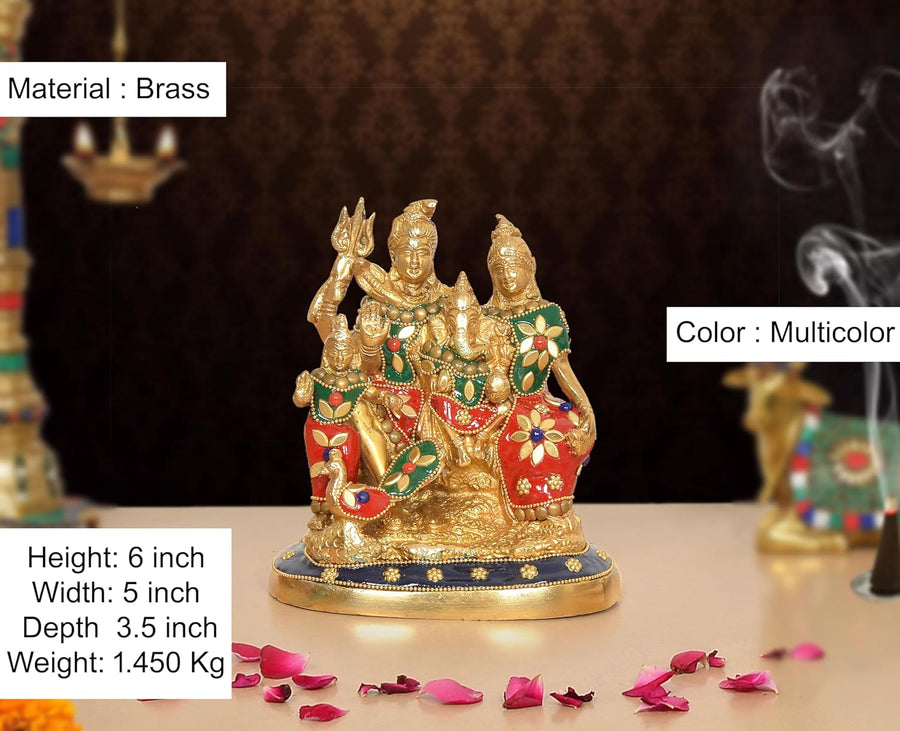 Brass Shiv Parivar Idol (Height 6 Inch) Craft Detail