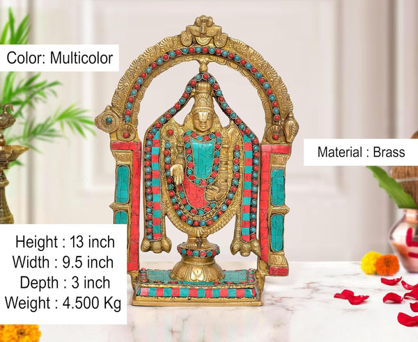 Brass Standing Tirupati Balaji Idol (Height: 13 inch) Entryway Setting