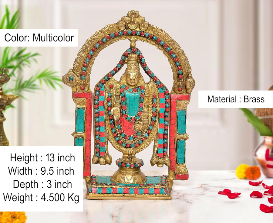 Brass Standing Tirupati Balaji Idol (Height: 13 inch) Craft Detail