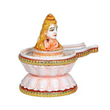 Resin Shiva Shivling figurine, side angle with raised hand and lotus base