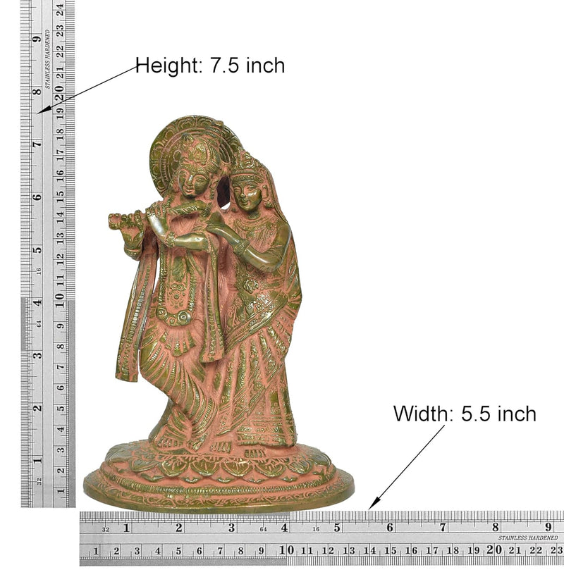 Brass Radha Krishna Idol Statue Radha Krishna for Home Decor and Pooja Mandir Office Decor (Height 7.5 Inch)