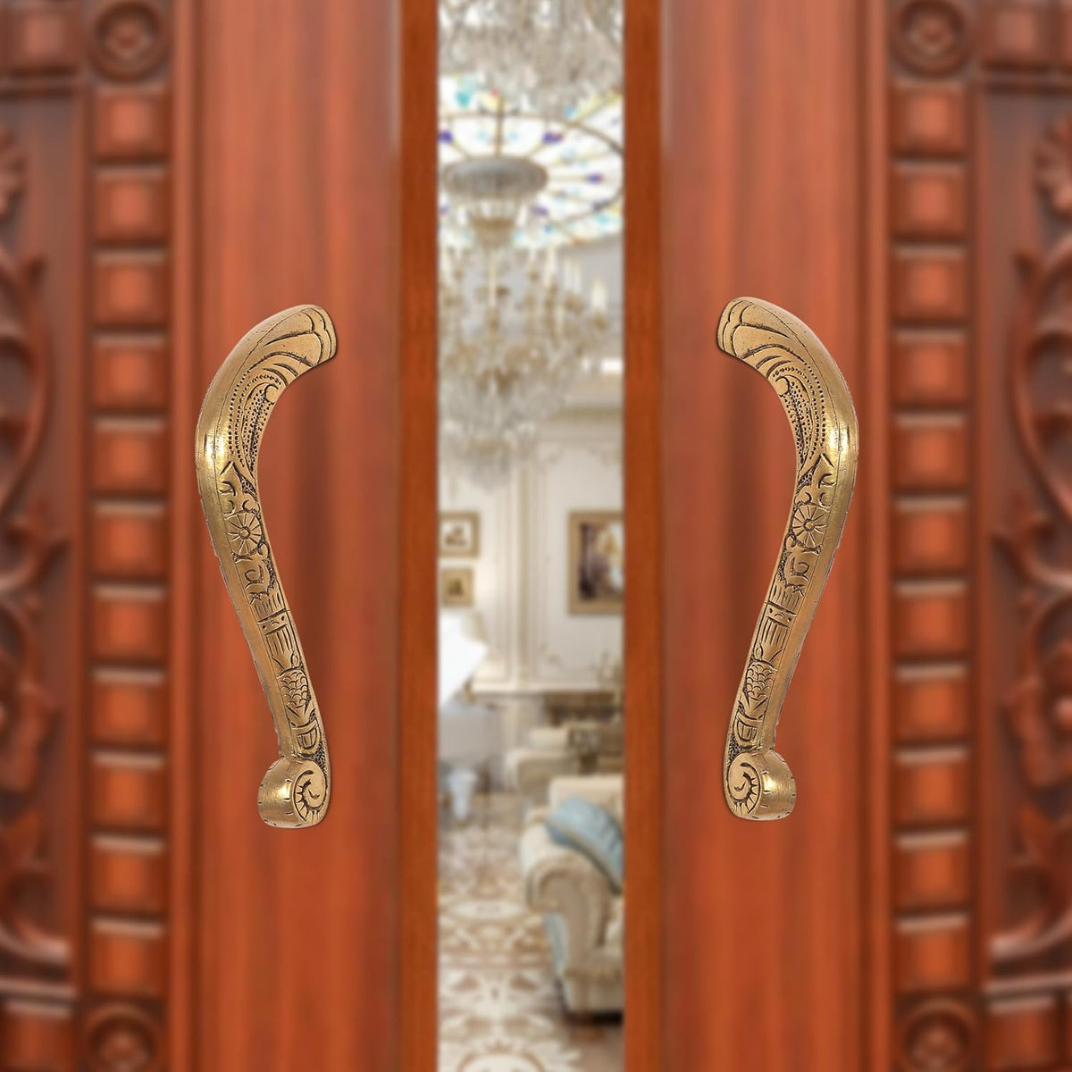 Brass Main Door Pull Handle Pair (Pack of 2) (Height : 6.5 inch)
