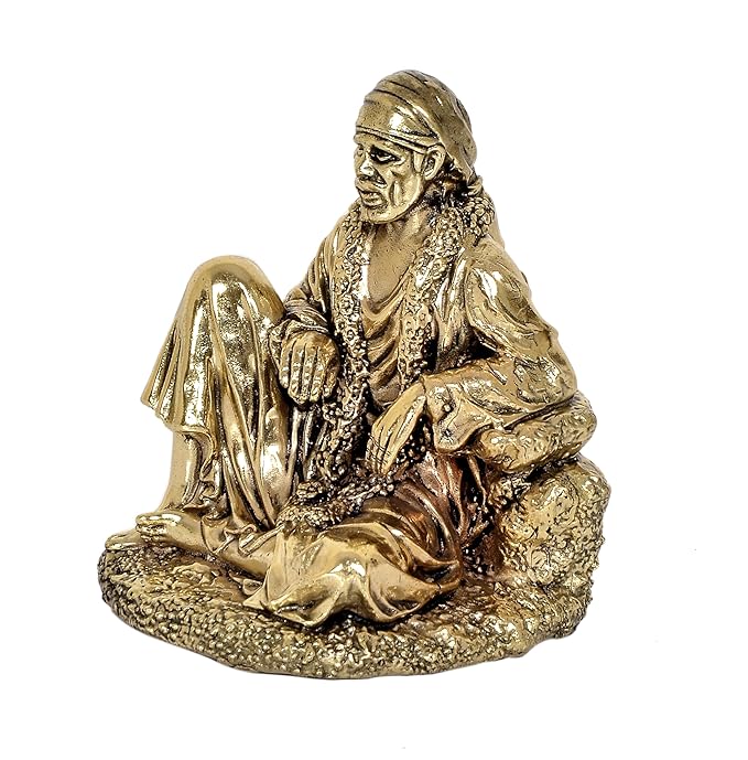 Fine Brass Shirdi Sai Baba Statue Idol Sai Baba Religious Statue (Height: 4 Inch)