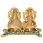 Metal Laxmi Ganesh Statue Goddess Lakshmi and Lord Ganesha Idol for Home Decor and Pooja - Hindu Deities Figurine (Height 4 Inch)