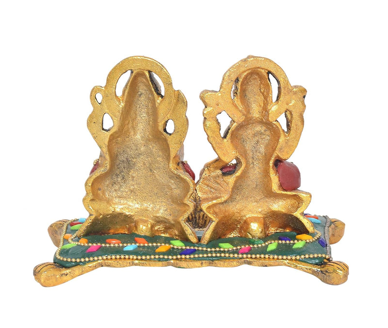 White Metal Laxmi Ganesh Diya  (Height 4 Inch)