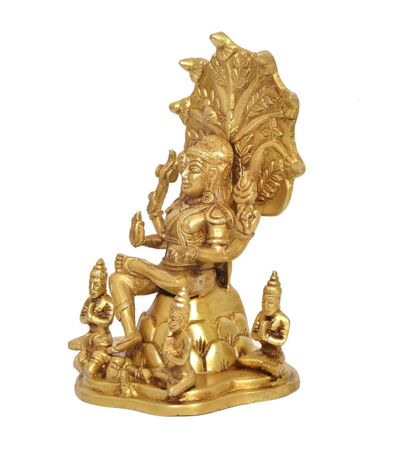 Brass Dakshinamurti Shiva Statue Dakshinamurthy for Home Decor Temple Office Pooja Mandir Showpiece (Gold) (Height:9 Inches) Study Setting
