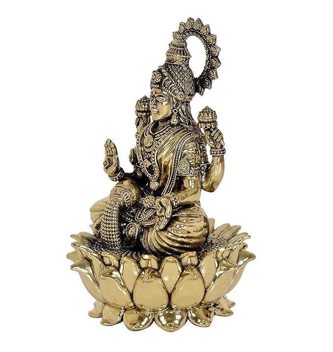 Fine Brass Lakshmi Laxmi Statue Idol Murti for Home Temple Office Mandir, (Height: 6 Inch)